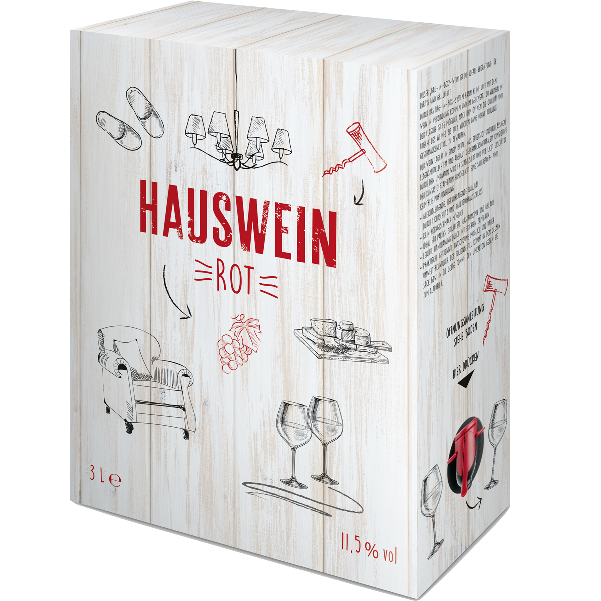 Bild von Hauswein Rot BIB 3l